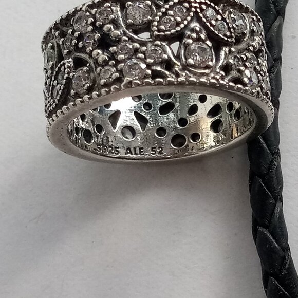 Authentic Pandora Ring Shimmering Leaves Sterling Silver 190965CZ - Picture 7 of 7